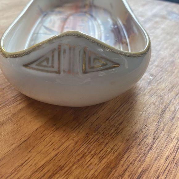 Nippon 12" Porcelain Hand Painted Canoe Shaped Dish / Tray - Picture 8 of 11